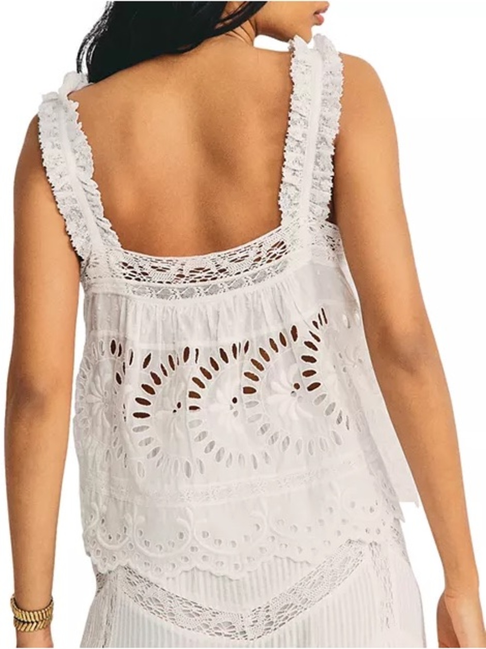 Retired LoveShackFancy Sully Cotton White Eyelet Lace Button-Front Top Size S - Picture 3 of 8